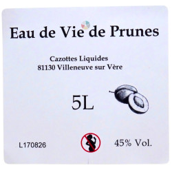 Eau de vie de Prune (45%) - Cazottes