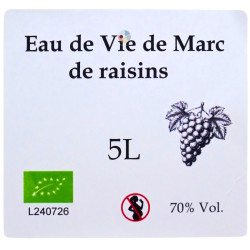 Eau de Vie bio de Marc de raisins 70° (5l) - Cazottes