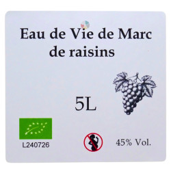 Eau de Vie bio de Marc de raisins (5l) - Cazottes