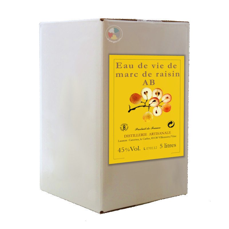 Cazottes - Eau de Vie bio de Marc de raisins (5l) Cazottes - Eau de Vie bio de Marc de raisins (5l)
