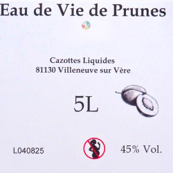 Eau de vie de Prune 2023 (45%) - Cazottes